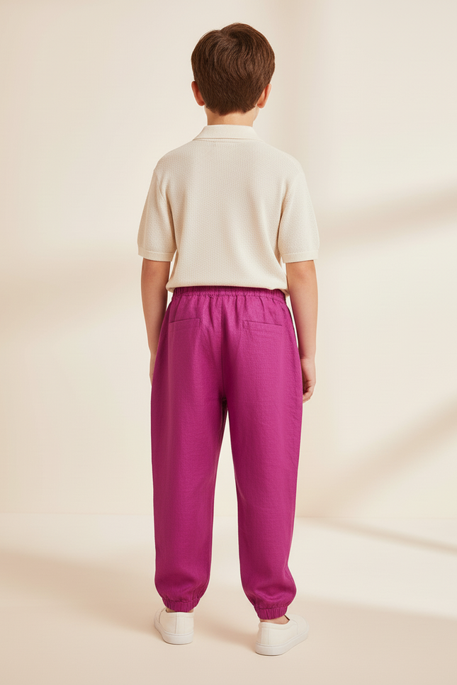Pantalon Baggy Fuchsia Lin Ample Décontracté Enfant - Rose - vue 2