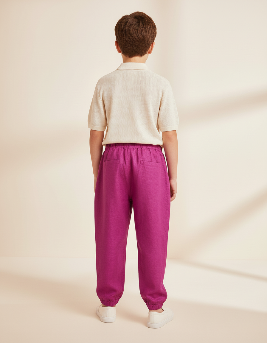 Pantalon Baggy Fuchsia Lin Ample Décontracté Enfant - Rose - vue 2