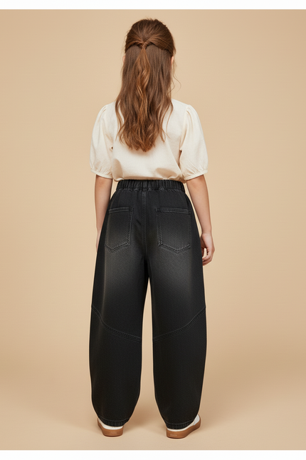 Pantalon Baggy Noir Denim Ample Décontracté Enfant - Jean - vue 2