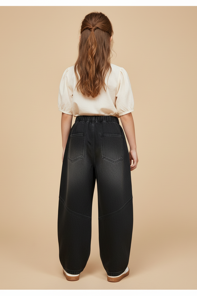 Pantalon Baggy Noir Denim Ample Décontracté Enfant - Jean - vue 2