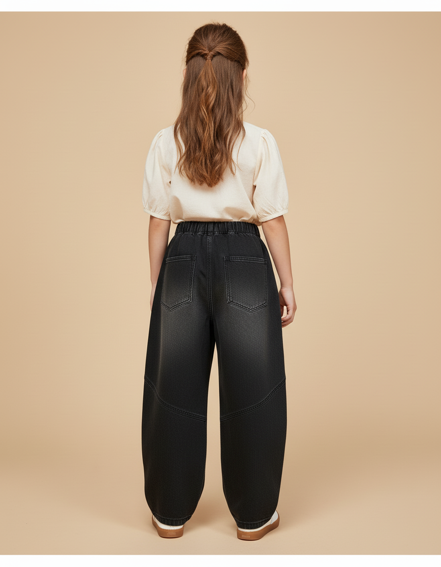 Pantalon Baggy Noir Denim Ample Décontracté Enfant - Jean - vue 2