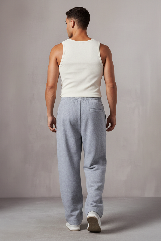Pantalon Baggy Gris Ample Molleton Homme Décontracté - vue 2