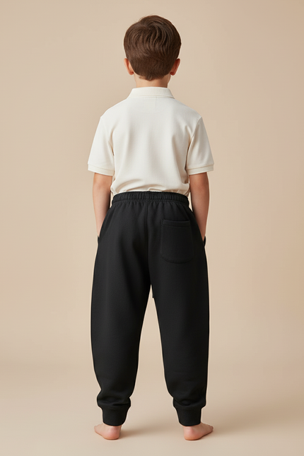 Pantalon Baggy Noir Cordon Imprimé Molleton Enfant - vue 2