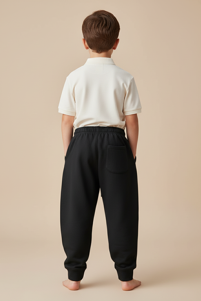 Pantalon Baggy Noir Cordon Imprimé Molleton Enfant - vue 2