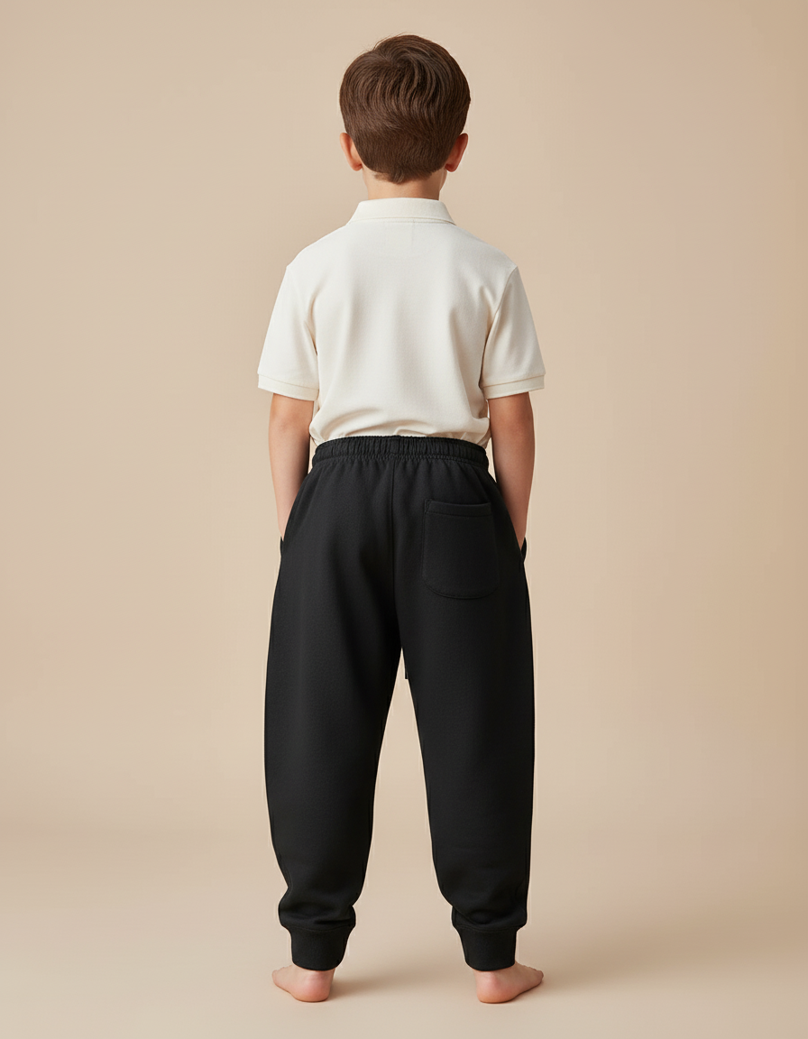 Pantalon Baggy Noir Cordon Imprimé Molleton Enfant - vue 2