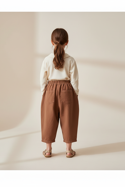 Pantalon Baggy Marron Coton Ample Décontracté Confortable - vue 2
