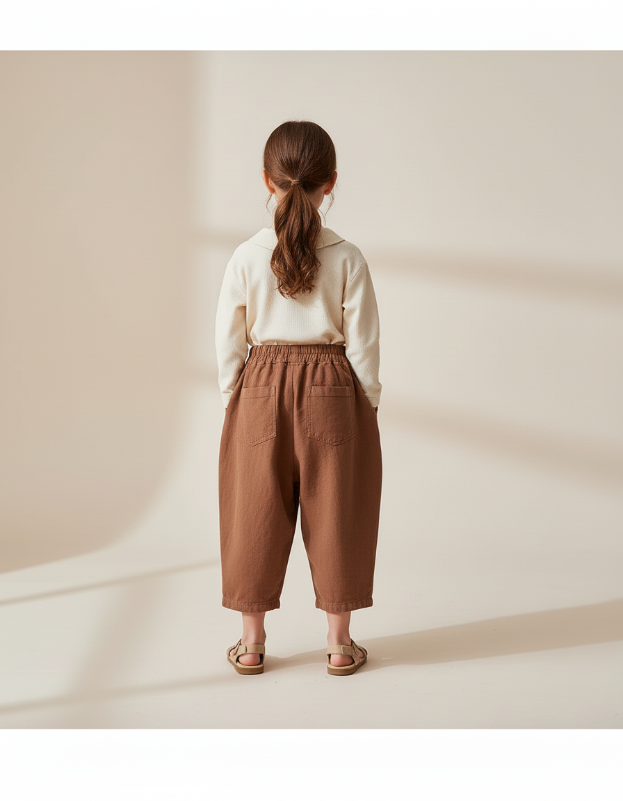 Pantalon Baggy Marron Coton Ample Décontracté Confortable - vue 2