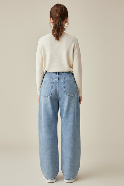 Pantalon Baggy Denim Bleu Ample Couture Apparente Fille - Jean - vue 2