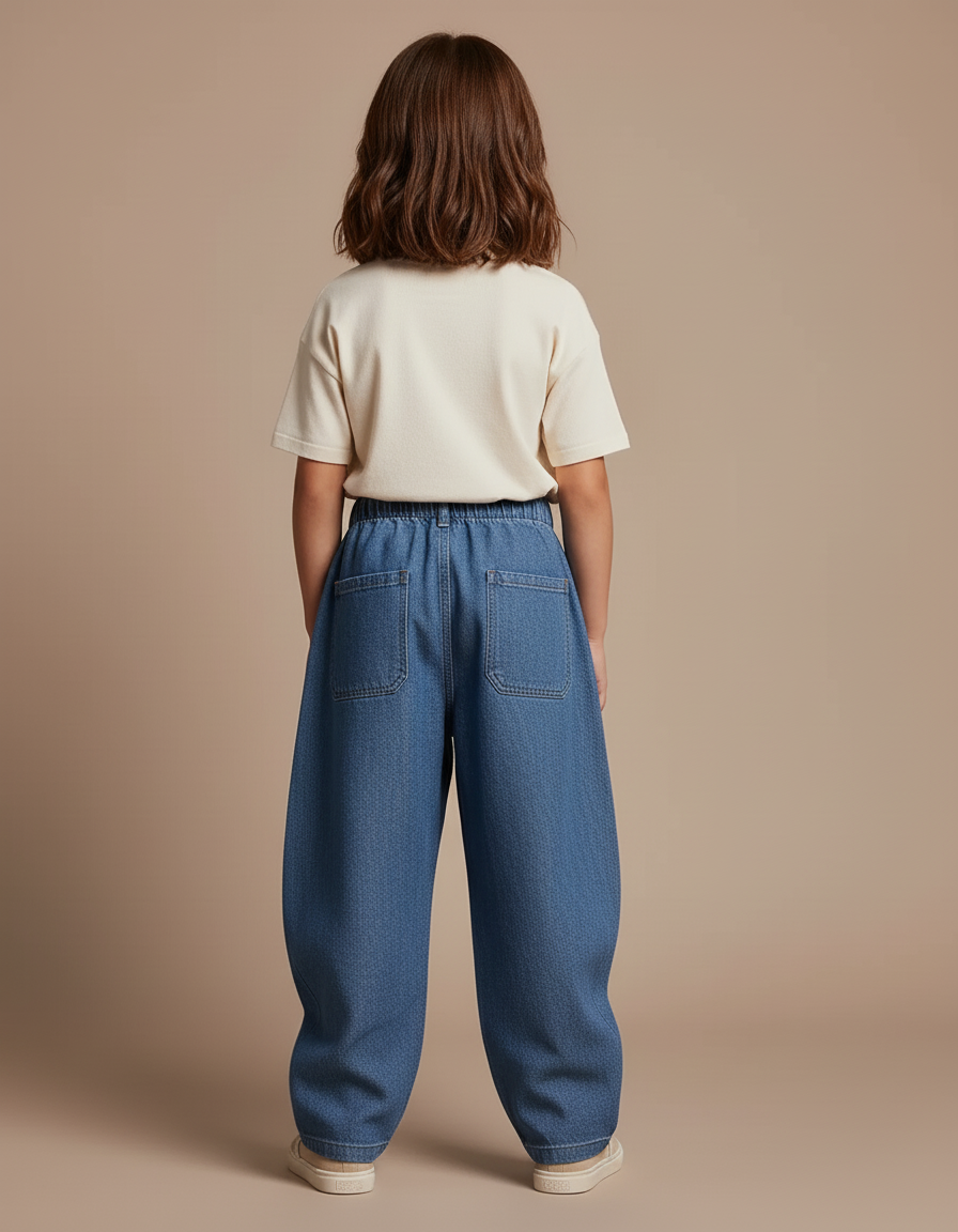Pantalon Baggy Jean Ample Bleu Enfant Décontracté - vue 2