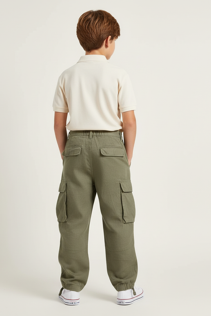 Pantalon Baggy Kaki Cargo Plissé Décontracté Garçon - Lin - vue 2