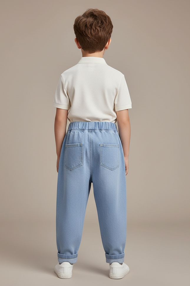 Pantalon Baggy Jean Bleu Décontracté Ample Imprimé Garçon - vue 2