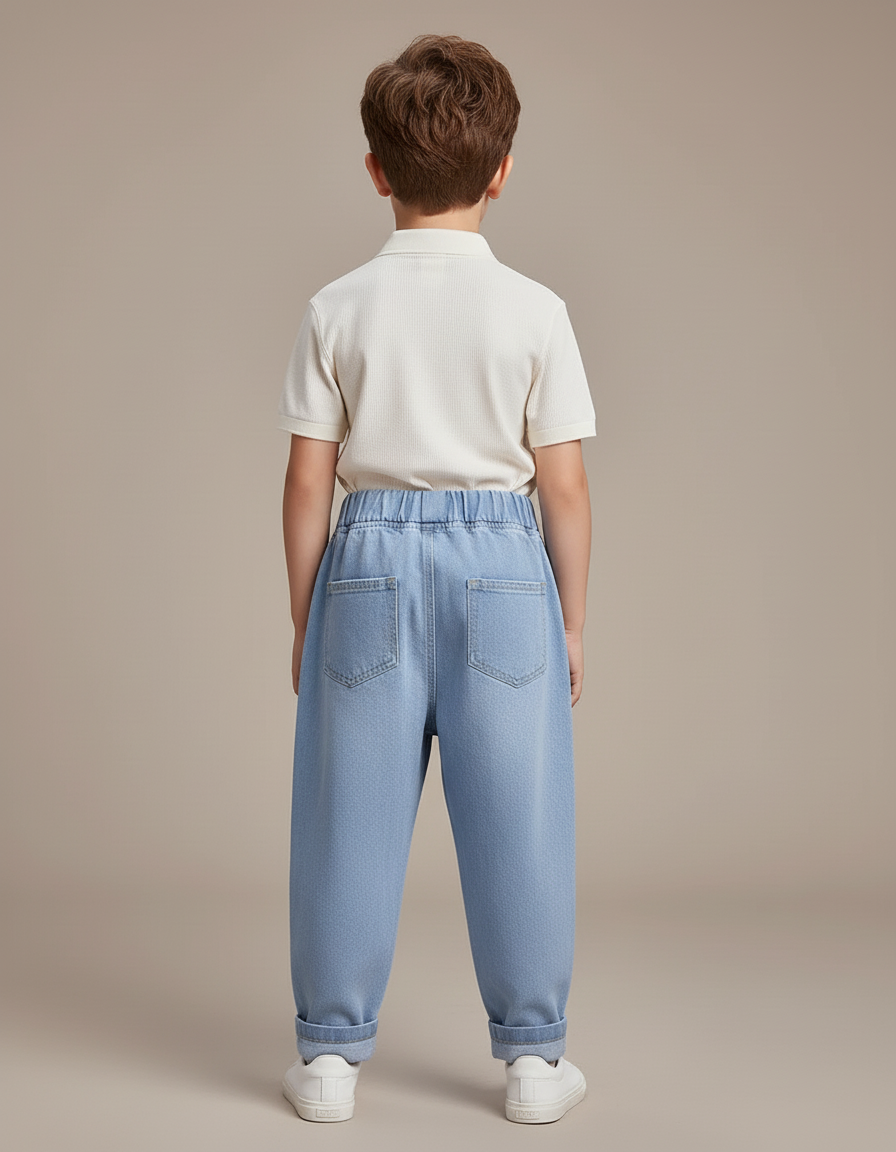 Pantalon Baggy Jean Bleu Décontracté Ample Imprimé Garçon - vue 2