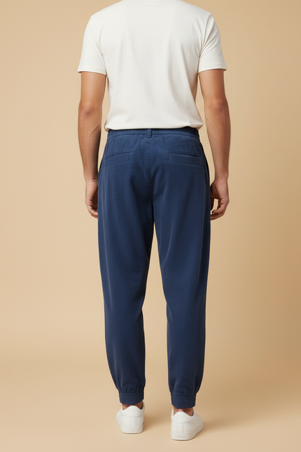 Pantalon Baggy Côtelé Bleu Décontracté Ample Homme - Marine Cordé - vue 2