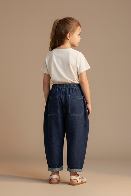 Pantalon Baggy Denim Bleu Ample Enfant Décontracté - Jean - vue 2