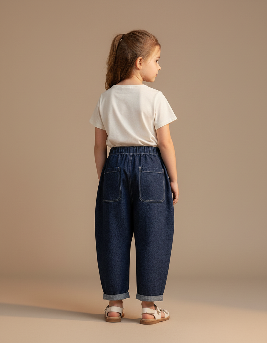 Pantalon Baggy Denim Bleu Ample Enfant Décontracté - Jean - vue 2