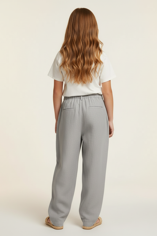 Pantalon Baggy Gris Lin Ample Décontracté Enfant - vue 2
