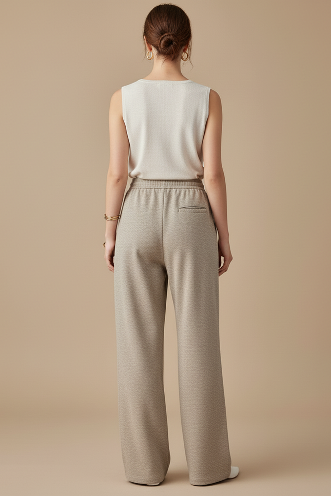 Pantalon Baggy Beige Cordon Ample Coton Décontracté - Molleton - vue 2