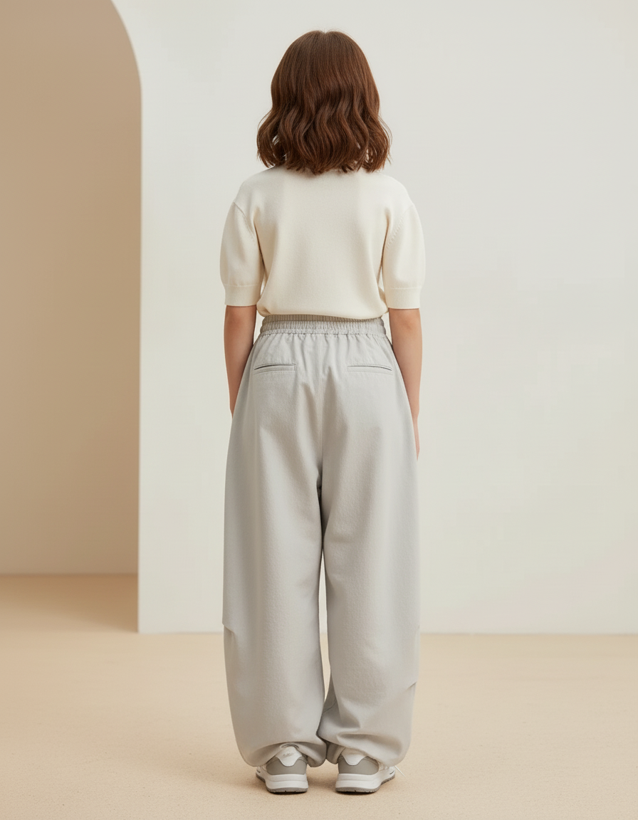 Pantalon Baggy Gris Ample Confortable Cordon Streetwear - Polyester - vue 2