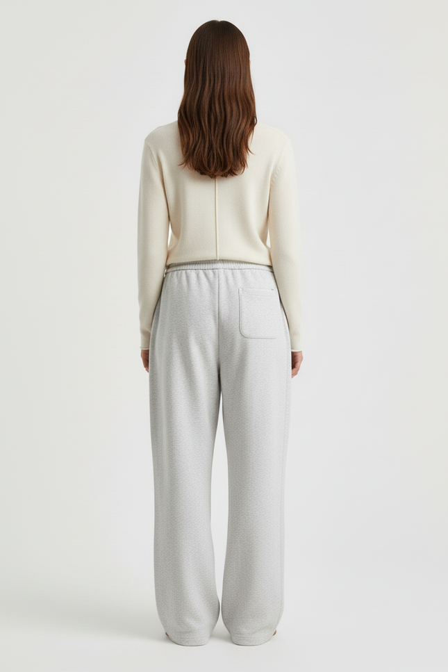 Pantalon Baggy Gris Coton Ample Brodé Décontracté Femme - Molleton - vue 2