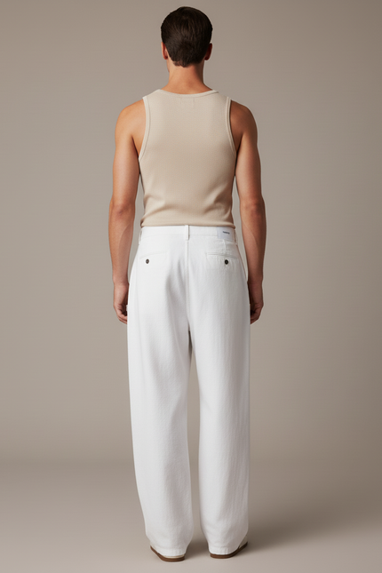 Pantalon Baggy Blanco - Toile - vue 2