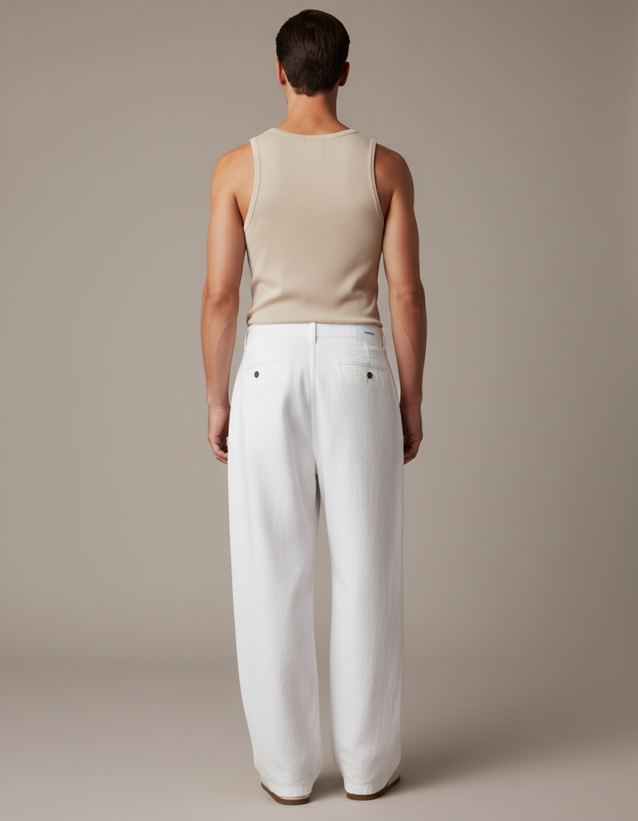Pantalon Baggy Blanco - Toile - vue 2