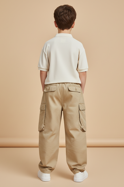 Pantalon Baggy Kaki Cargo Ample Coton Garçon - vue 2