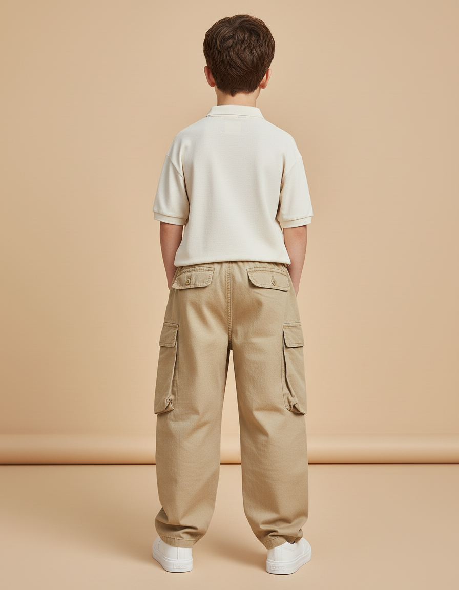 Pantalon Baggy Kaki Cargo Ample Coton Garçon - vue 2