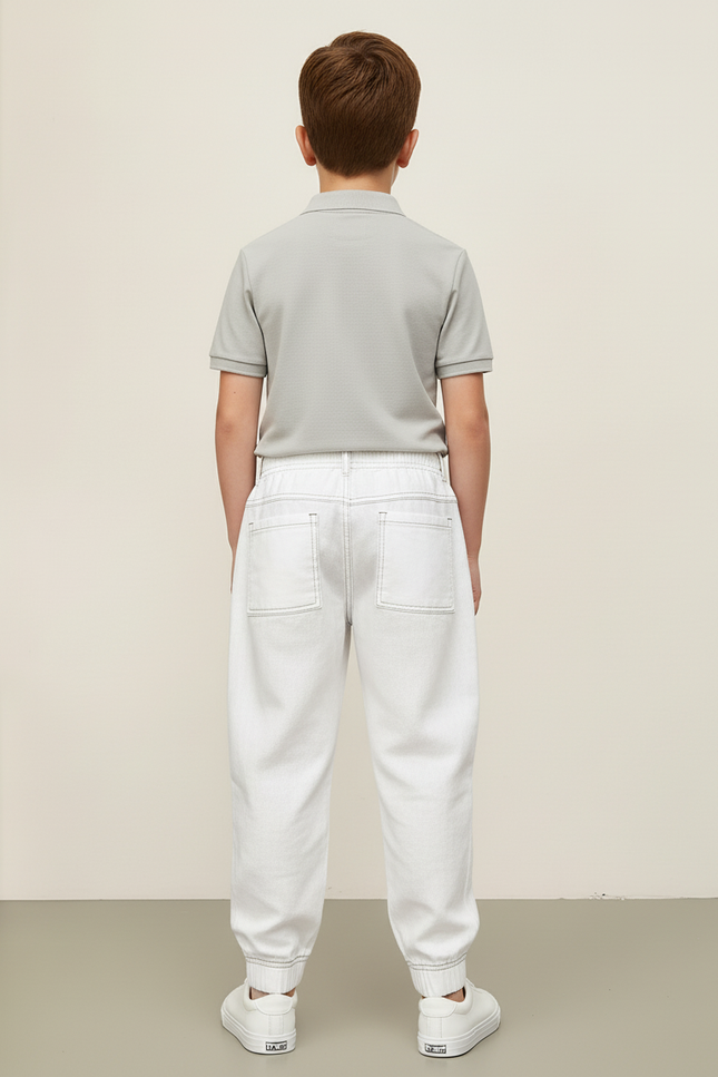 Pantalon Baggy Blanc Imprimé Basketball Décontracté Garçon - Jean - vue 2