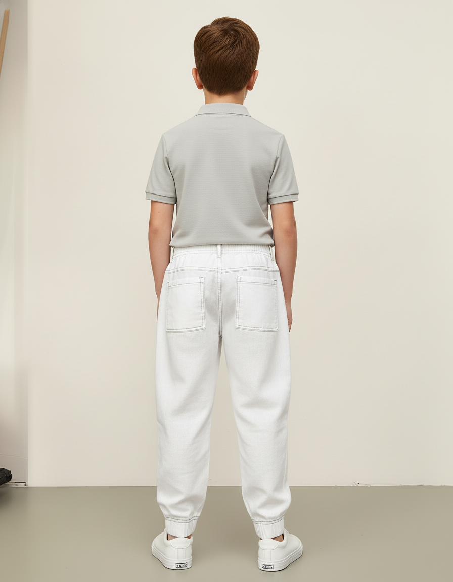 Pantalon Baggy Blanc Imprimé Basketball Décontracté Garçon - Jean - vue 2
