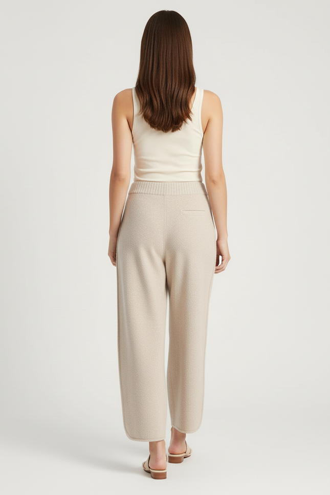 Pantalon Baggy Beige Tricoté Ample Hiver Femme - Maille - vue 2