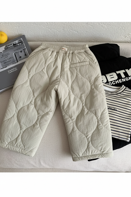Pantalon Baggy Beige Matelassé Ample Hiver Enfant - Polyester