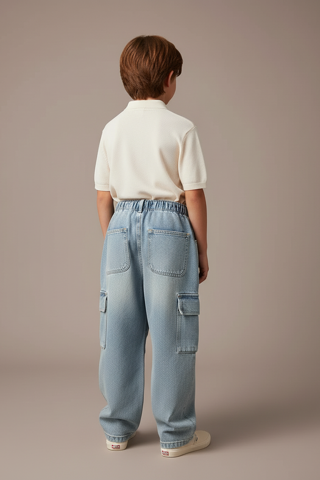 Pantalon Baggy Jean Clair Cargo Ample Enfant - Bleu - vue 2