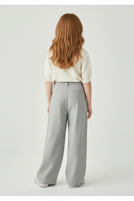 Pantalon Baggy Gris Clair Ample Plissé Fille - Molleton - vue 2