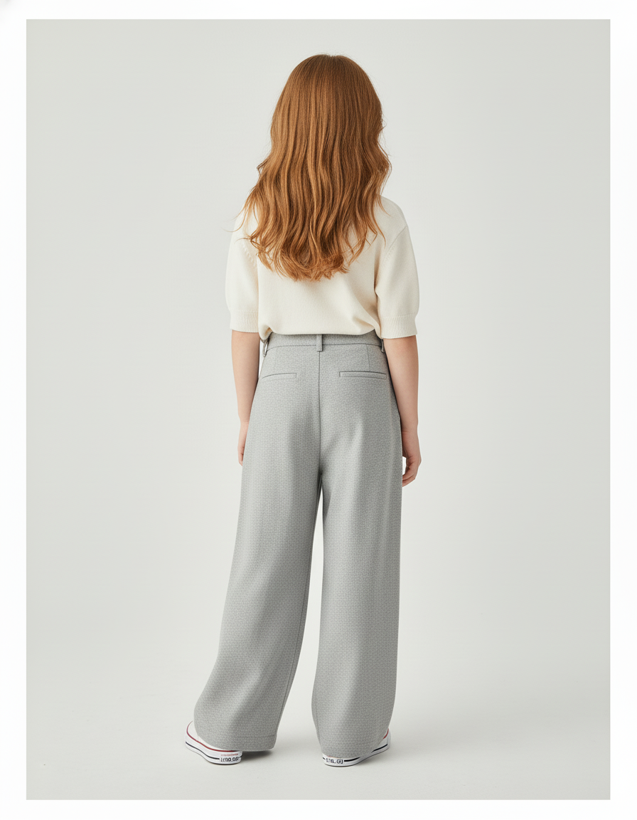 Pantalon Baggy Gris Clair Ample Plissé Fille - Molleton - vue 2