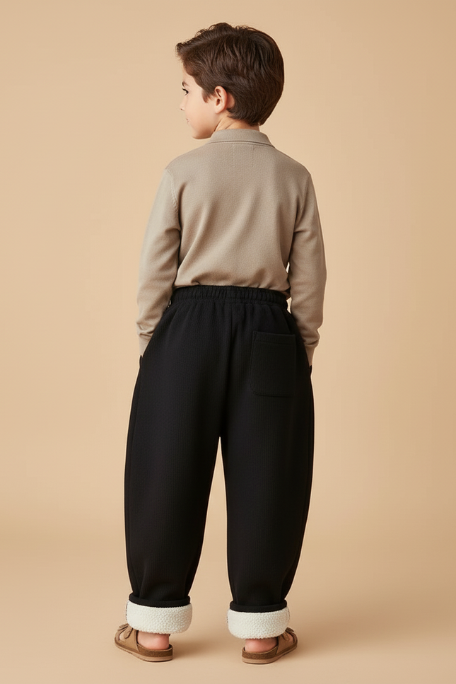 Pantalon Baggy Noir Ample Doublé Chaud Enfant - Molleton - vue 2