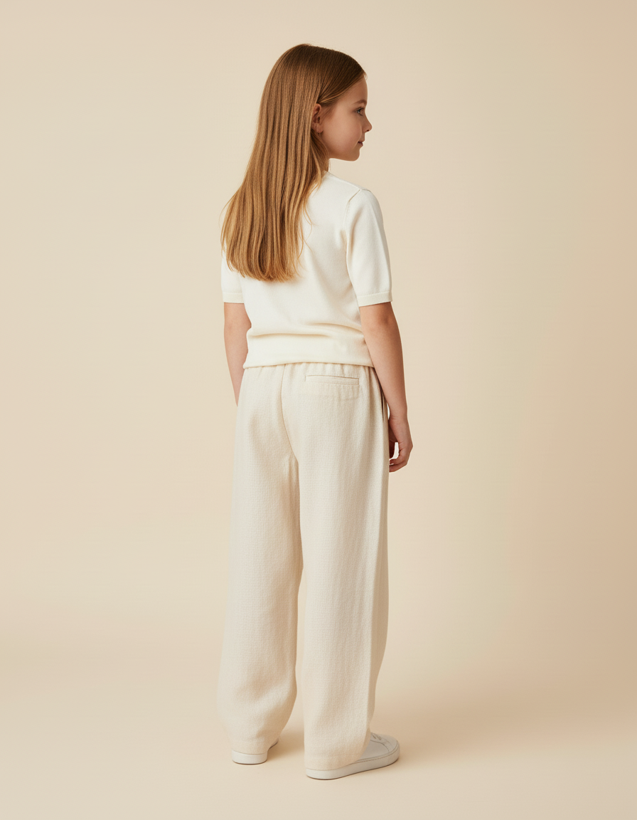 Pantalon Baggy Beige Lin Ample Décontracté Enfant - vue 2