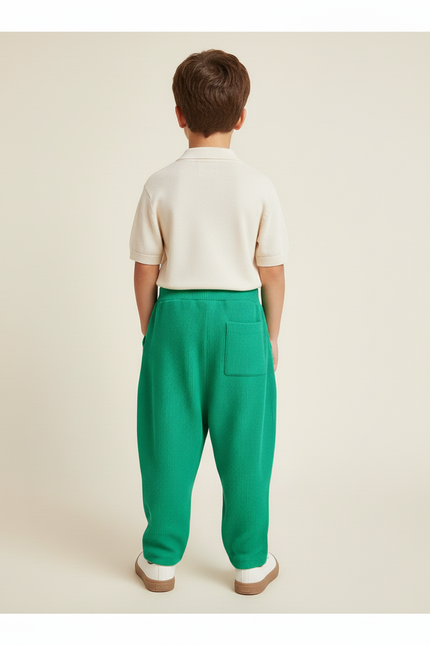 Pantalon Baggy Vert Côtelé Ample Confortable Enfant - Maille - vue 2