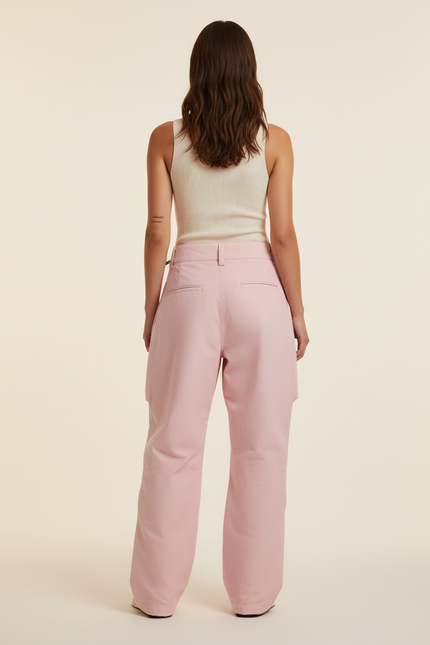 Pantalon Baggy Rose Cargo Ample Décontracté - Polyester - vue 2