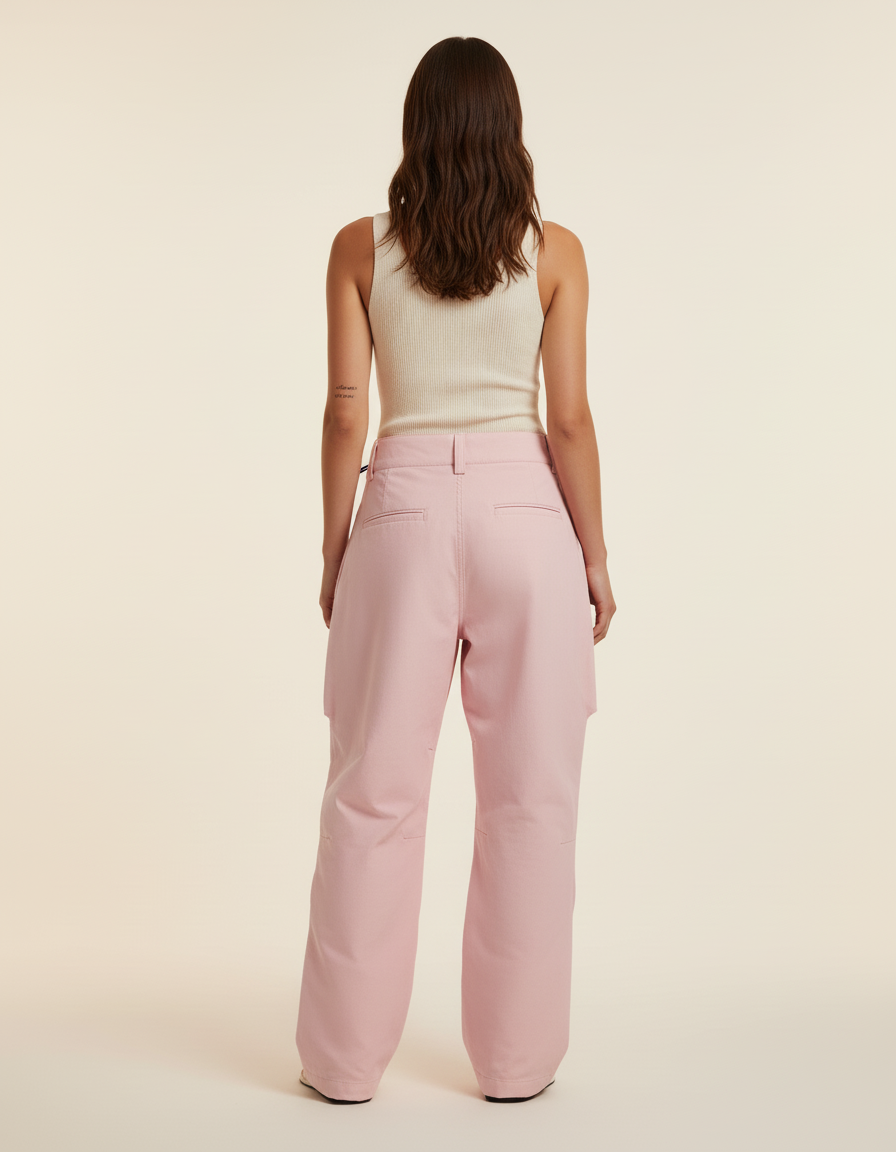 Pantalon Baggy Rose Cargo Ample Décontracté - Polyester - vue 2