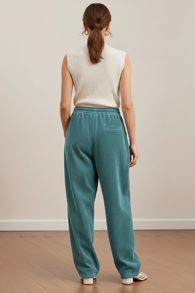 Pantalon Baggy Vert Cordon Côtelé Ample Femme - Cordé - vue 2