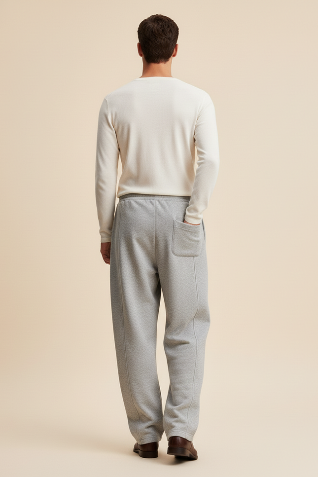 Pantalon Baggy Gris Clair Tricoté Ample Cordon Décontracté - Molleton - vue 2