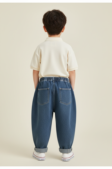 Pantalon Baggy Jean Bleu Ample Enfant Coton - vue 2