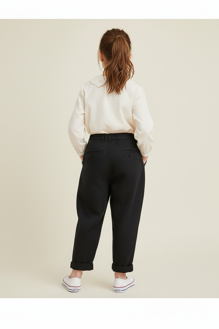 Pantalon Baggy Noir Ample Plissé Coton Enfant - vue 2