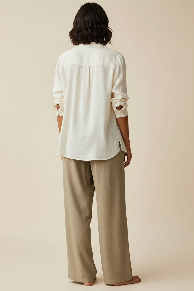 Pantalon Baggy Kaki Lin Fluide Ample Femme - vue 2