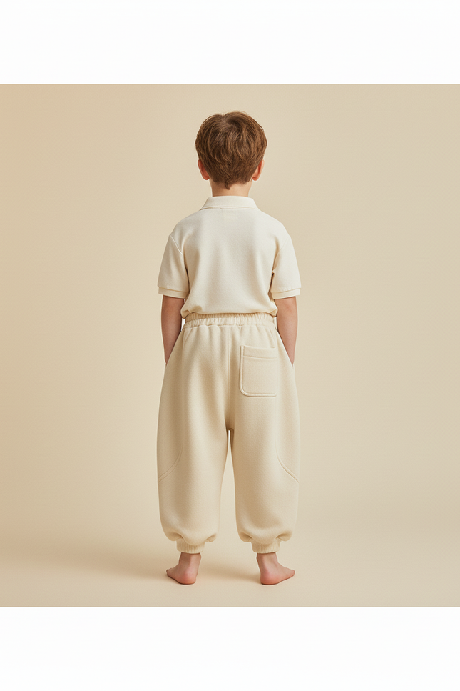 Pantalon Baggy Beige Ample Molletonné Décontracté Enfant - vue 2