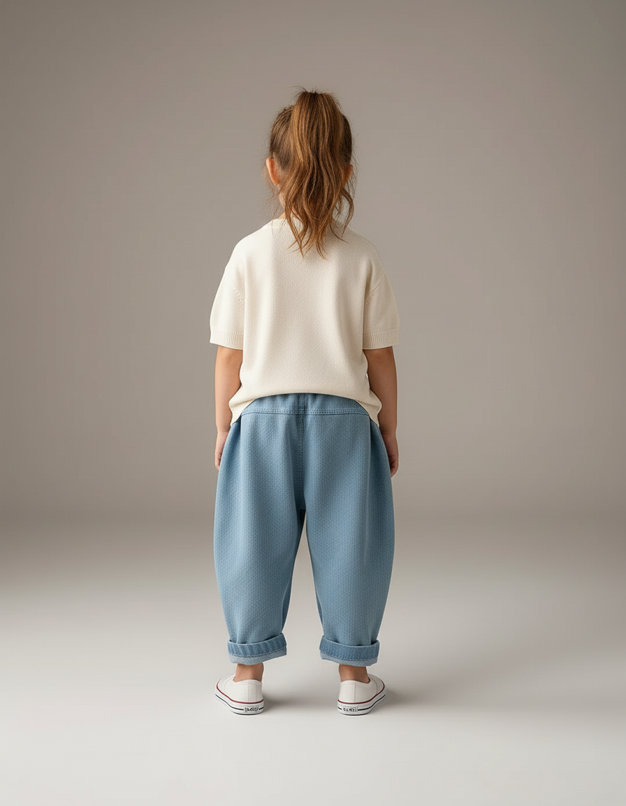 Pantalon Baggy Bleu Jean Ample Confortable Enfant - Molleton - vue 2