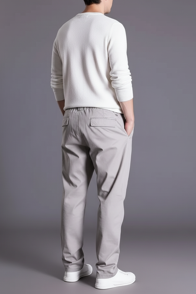 Pantalon Baggy Gris Coton Décontracté Ample Homme - vue 2