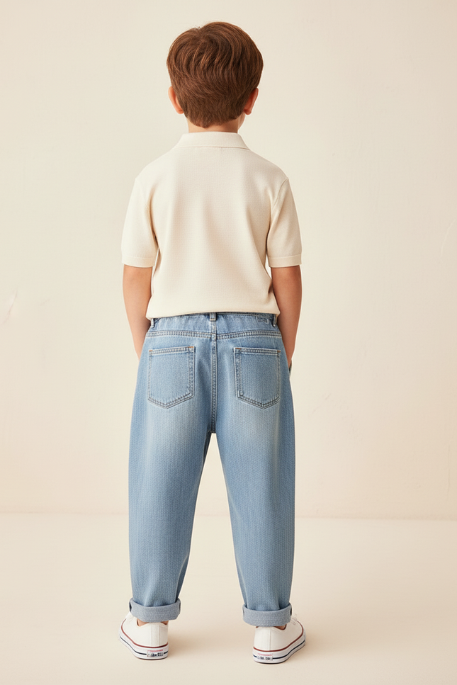 Pantalon Baggy Jean Clair Ample Garçon Décontracté - Bleu - vue 2