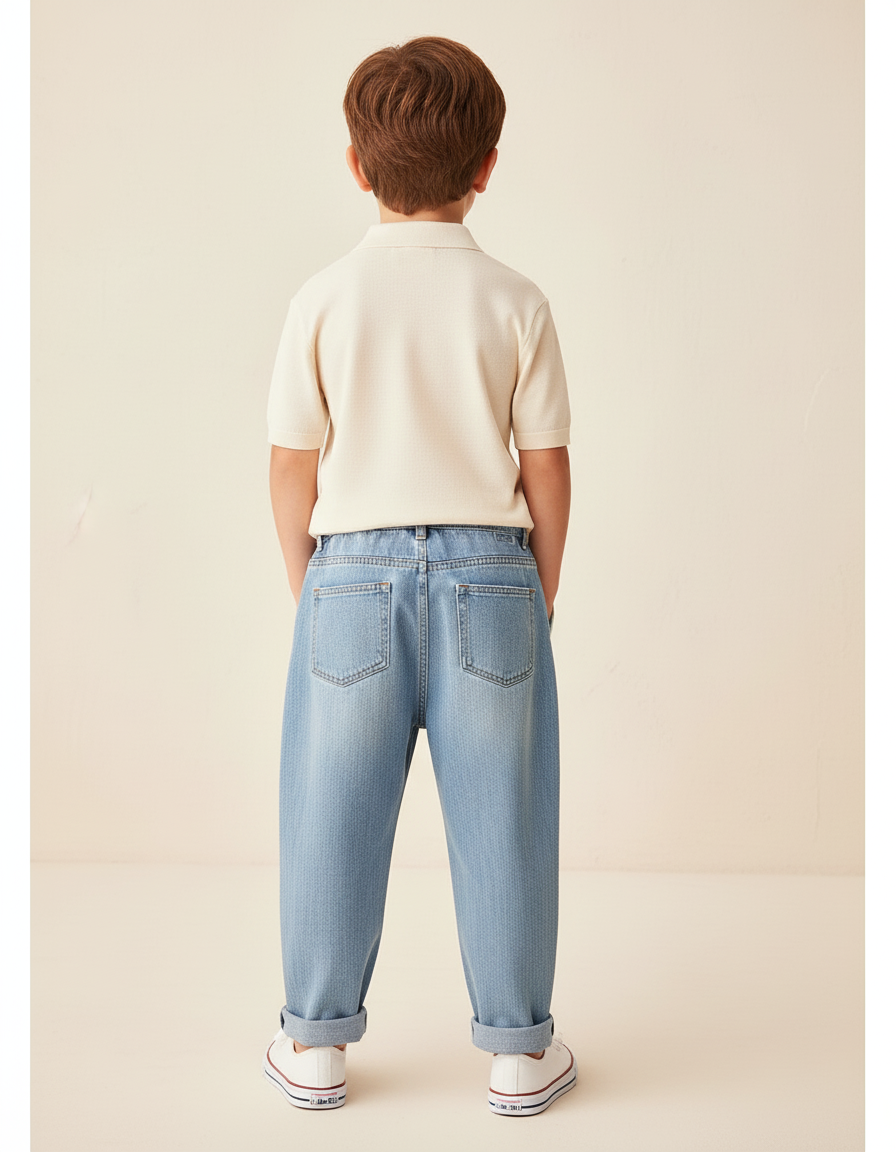 Pantalon Baggy Jean Clair Ample Garçon Décontracté - Bleu - vue 2