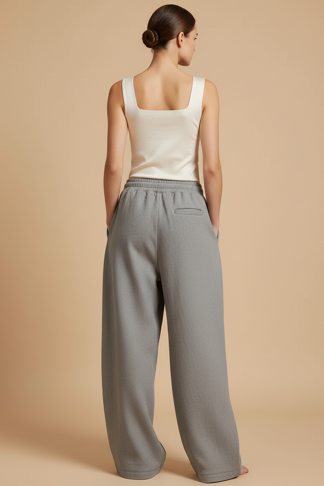 Pantalon Baggy Gris Ample Décontracté Coton Femme - Molleton - vue 2